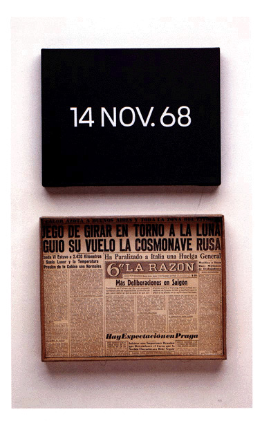 Frame with text of 16 NOV.68 and another with a picture of newspaper